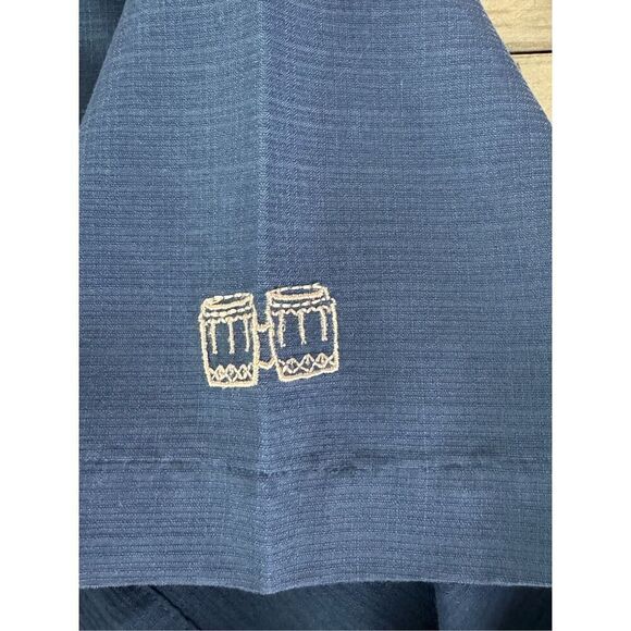 Havanera Tropical Blue Embroidered Palm Tree Resort Button Shirt Size Medium - Picture 6 of 10